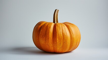 Single pumpkin, vivid orange, isolated on white background