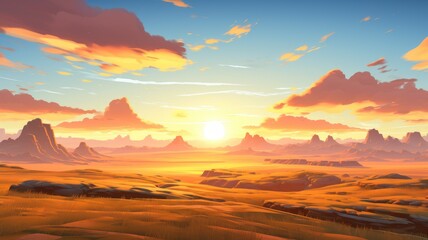 Sunset Serenity on Golden Horizon Plains