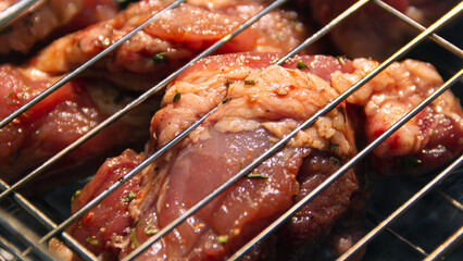 Juicy steak on the grill, close-up