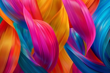 Vibrant 3D Twisted Ribbon Wallpaper Design with Colourful Swirls