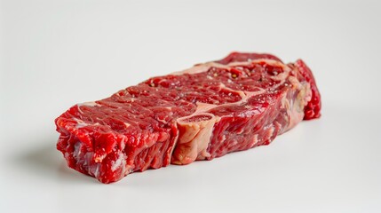 Obraz premium Raw Beef Ribeye Steak, Fresh Meat, Culinary Preparation on White Background