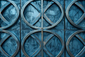Blue Circular Metal Artistry: Innovative Screens with Geometric Circles
