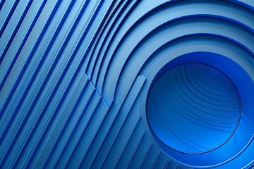 Blue Geometric Circular Wave Metal Texture Abstract Background with Diagonal Slat Pattern