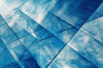 Blue Metal Visionary: Abstract Steel Geometric Pattern with Sky-Inspired Backdrop