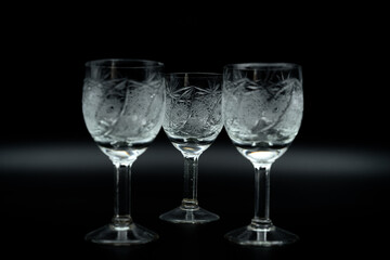 wine glasses on black 