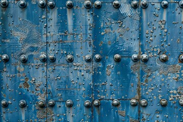Industrial Blue Metal Wall Texture: Innovative Screen Design with Silver Elements