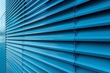 Obraz premium Blue Steel Slat Fusion: Futuristic Texture for Sleek Architectural Marvels