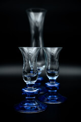 empty glass on black