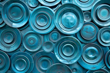 Steel Symphony: Modern Blue Circular Architectural Design with Industrial Motifs