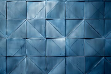 Contemporary Blue Steel Geometric Design - Repetitive Geometric Blue Metal Panel Texture for Innovative Modern Wallpaper