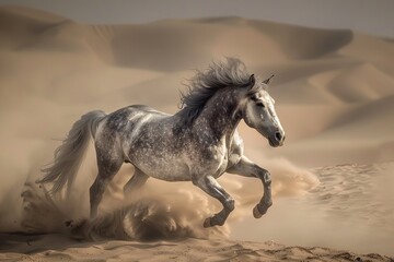 Grey Horse Rises: Majestic Spirit in the Heart of the Desert