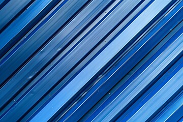 Obraz premium Metallic Blue Abstract Construction Background: Diagonal Slat Wave Texture & Structure