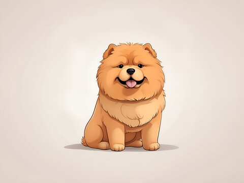 recommend clip art: Chow Chow dog in cartoon style. Cute Chow Chow isolated on white background. Watercolor drawing, hand-drawn Chow Chow in watercolor. For children's books, for cards, Children's illustration.