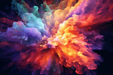 A dynamic abstract image with a burst of vivid colors resembling a cosmic explosion