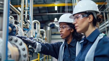 Knowledge transfer: Engineer imparts wisdom on polymer processing to her partner. 