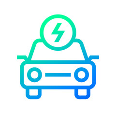 Electric car icon symbol, EV car, Green hybrid auto charging point logotype, Eco friendly vehicle concept, Vector illustration