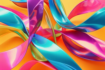 Vibrant Twisted Ribbon Background: Dynamic Swirls of Colourful Geometric Ribbons