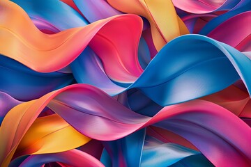 3D Twisted Ribbon Wallpaper: Colorful Multicoloured Ribbon Background