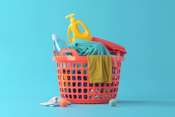 Fototapeta premium A basket full of laundry and cleaning supplies