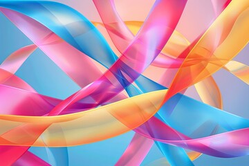 Dazzling Ribbon Twists: Bright Colorful Geometry with Glossy Gradients & Modern Lines