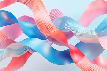 Twisted Ribbon 3D Concept: Colorful Geometric Abstract Background