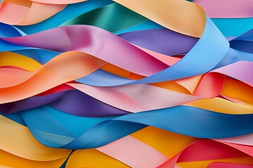 Vibrant Ribbon Art: Twisted Geometric Lines, Fluid Waves, Abstract Forms