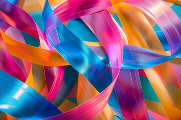 Vibrant Ribbon Swirls: Futuristic Twisted Tape Art