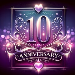 10th Anniversary Elegance with Glittering Blue Hearts