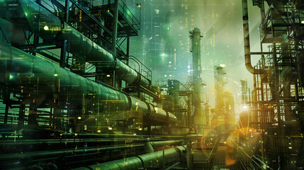 digital technology and industry concept. mixed media 