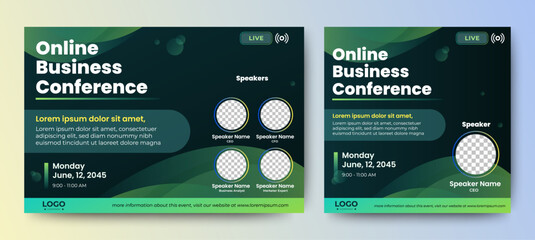 Online webinar conference banner template. web and social media layout. vector	