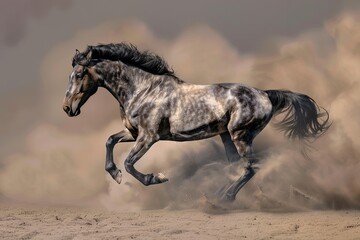 Sandswept Spectre: An Ode to the Majestic Grey Horse of the Desert