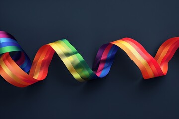 Rainbow Ribbon Twists: 3D Creative Concepts on Dark Background