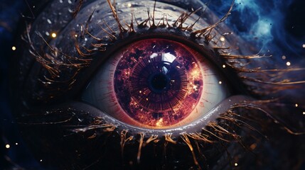 Delve into the captivating world of anime sci-fi with a mesmerizing close-up of an eye, sparking...