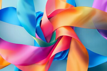 Vibrant Swirling Ribbon 3D Background - Modern Geometric Twist