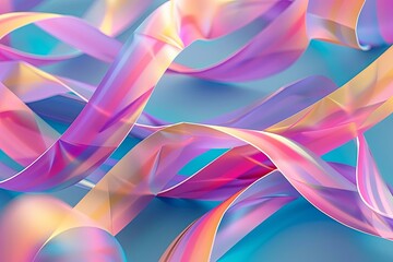 Multicoloured Twisted Ribbon Futuristic Tape Art Wallpaper