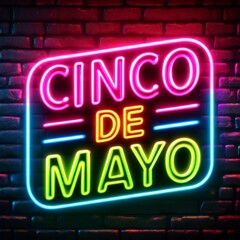 Obraz premium Bold Neon Cinco de Mayo Sign on Dark Wall