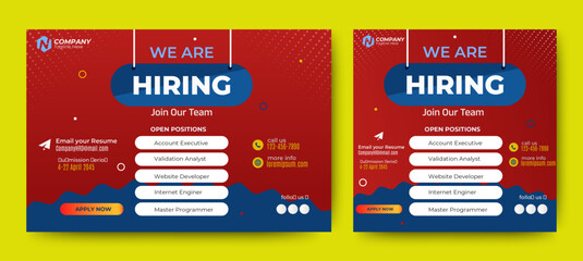 Job vacancy templates. We are hire jobs that are used on social media content.	