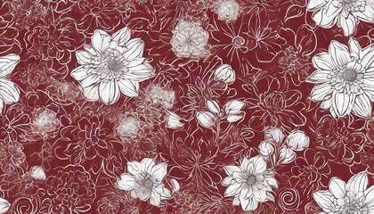 'Texture Dark doodle Brand colored seamless curtains blinds window backdrop vector new Red flowers illustration flowers'