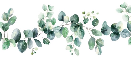 Eucalyptus leaves forming a beautiful floral gesture on a white background