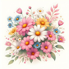 background with flowers flower, pink, nature, flowers, blossom, beauty, daisy ,Ai generated 