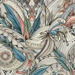 pattern with leaves art, decoration, leaf, illustration,Ai generated 