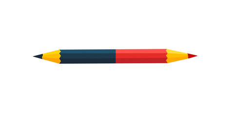 The pencil is double-sided. Red and blue. Isolated on white background.