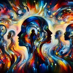 Obraz premium Vibrant Expressions Abstract Colorful People Art Discover the Spectrum of Human Form
