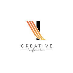 Creative Unique Letter I Swoosh Logo Design, Initial Vector Symbol.