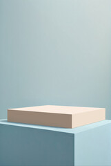 abstract 3d podiums render in soft blue background. product display podium and business concept.	
