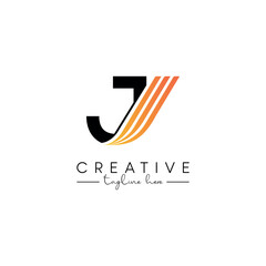 Creative Unique Letter J Swoosh Logo Design, Initial Vector Symbol.