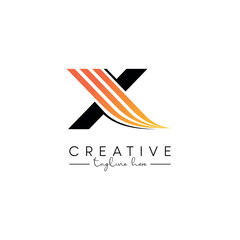 Creative Unique Letter X Swoosh Logo Design, Initial Vector Symbol.