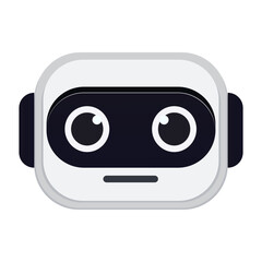 AI chatbot assistant tech support robot face cute rectangle eyes smart customer care isolated on white 