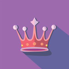 Royal queen crown flat illustration icon purple color 