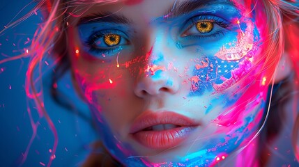 A neon-lit USA flag casting a radiant glow over a cityscape at night, blending patriotic symbolism with a contemporary, energetic aesthetic.